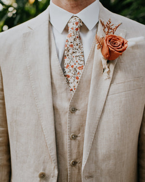 Terracotta Floral Tie