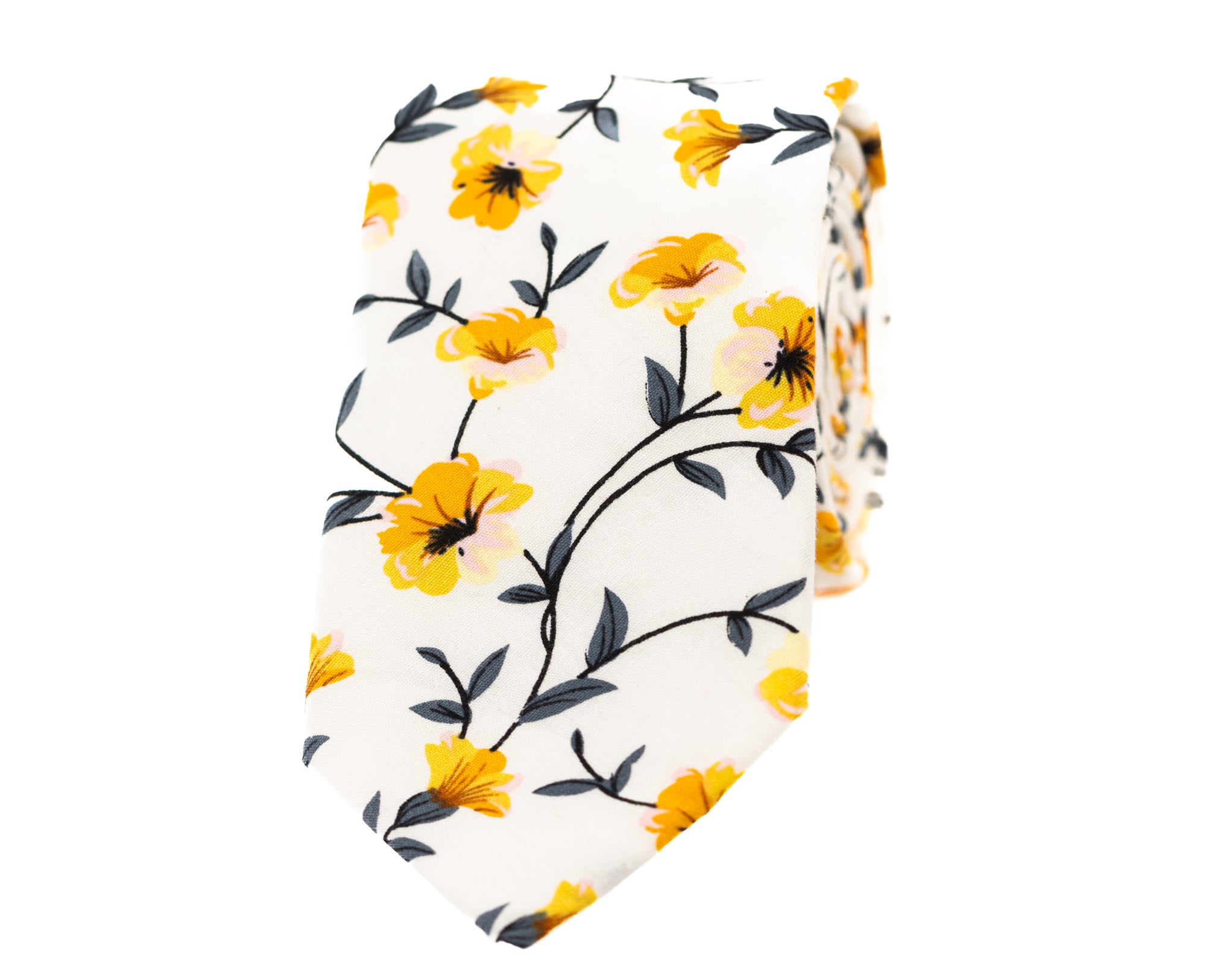 Yellow and Grey floral tie