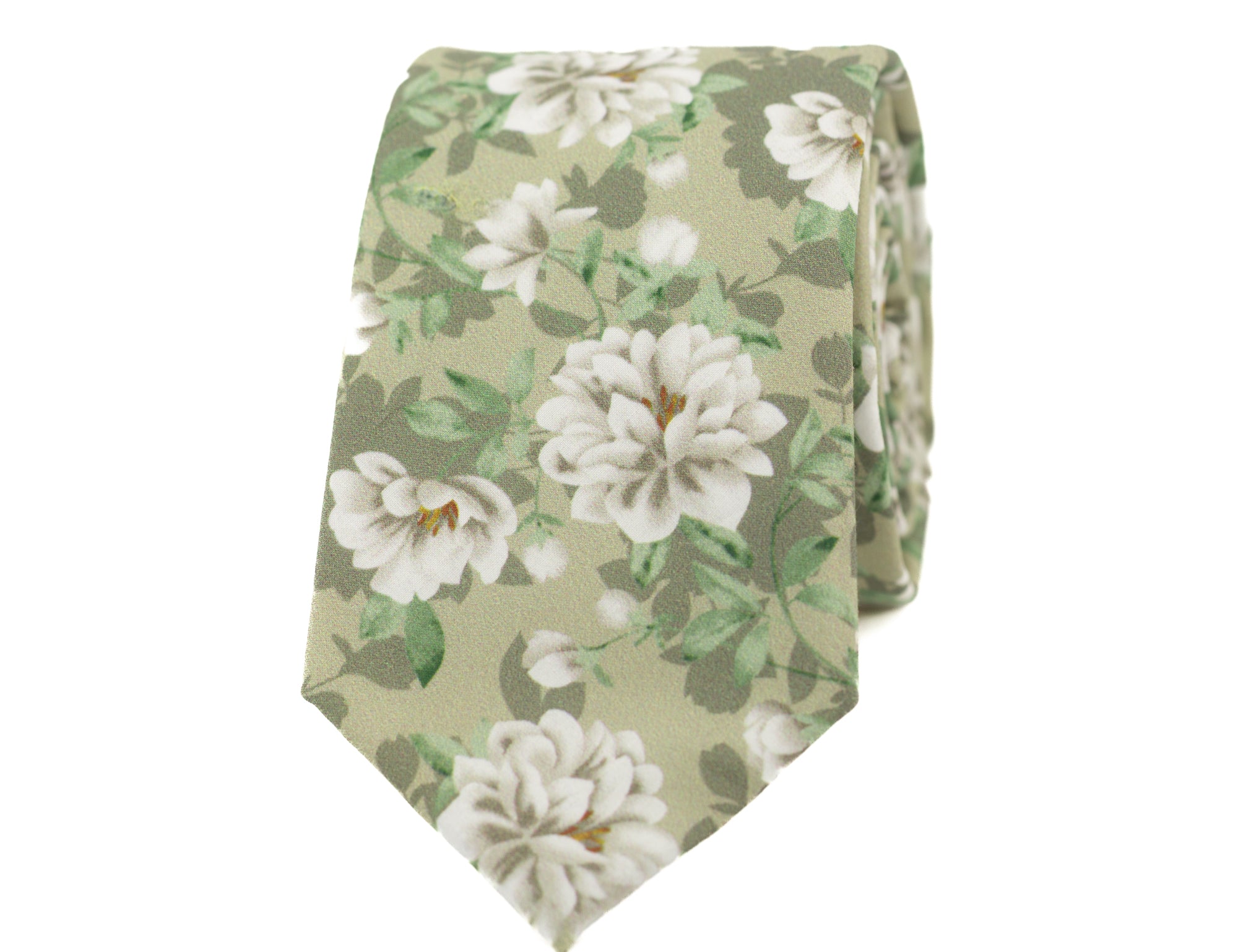 Sage peony floral tie