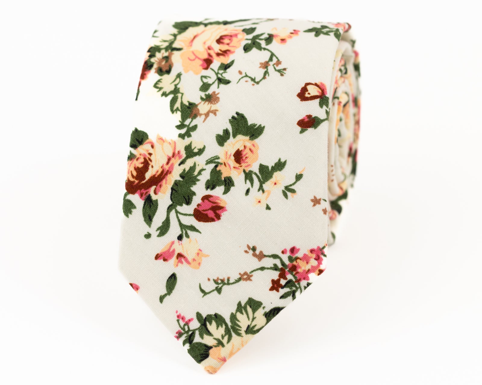 Cream Sage green floral tie