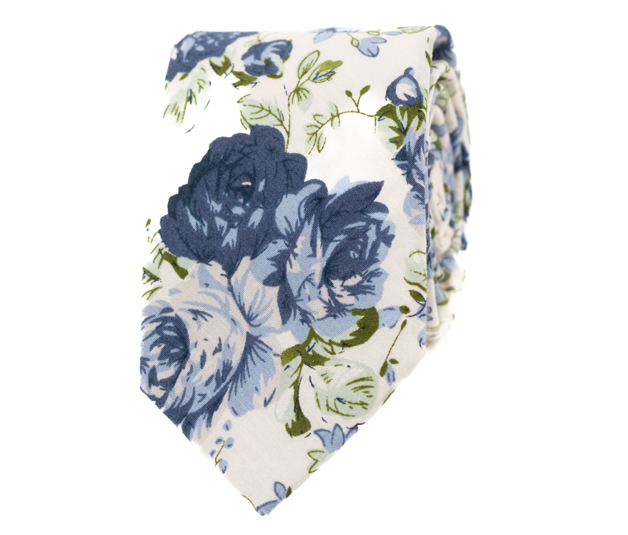 Dusty steel blue floral Tie