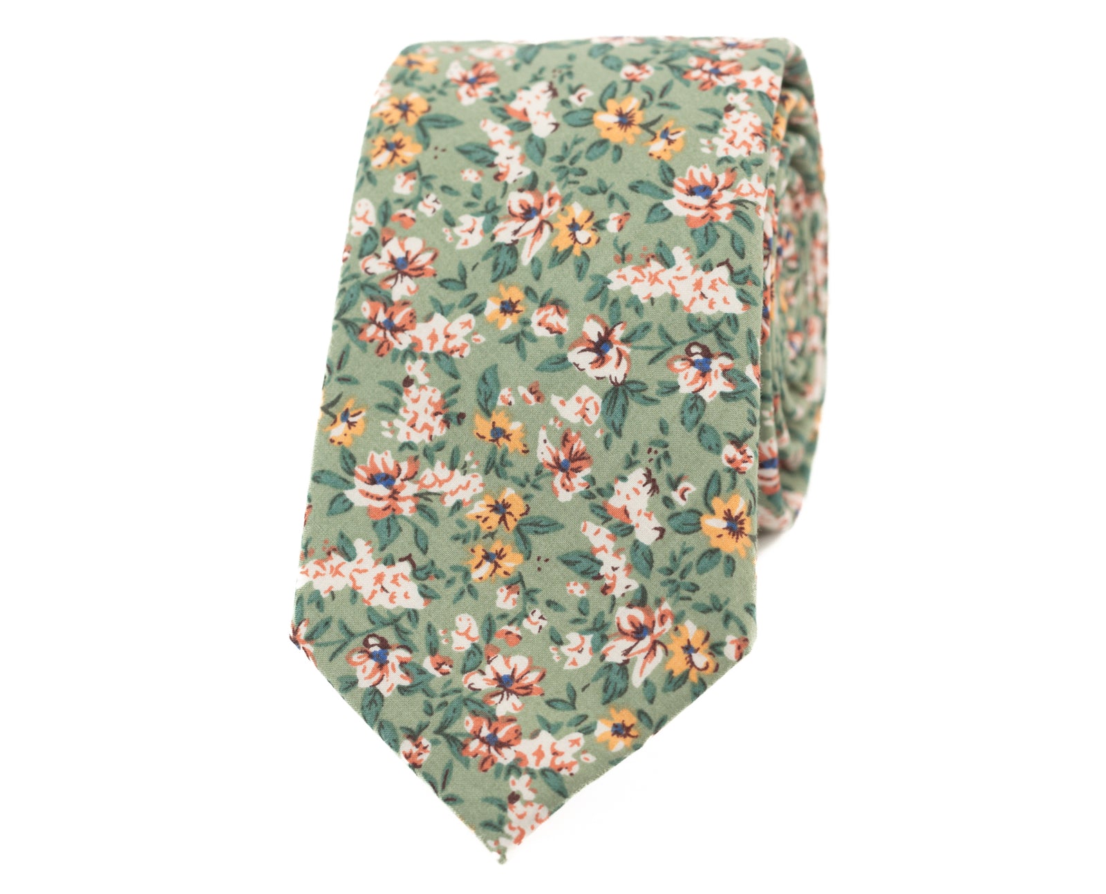 Sage floral tie