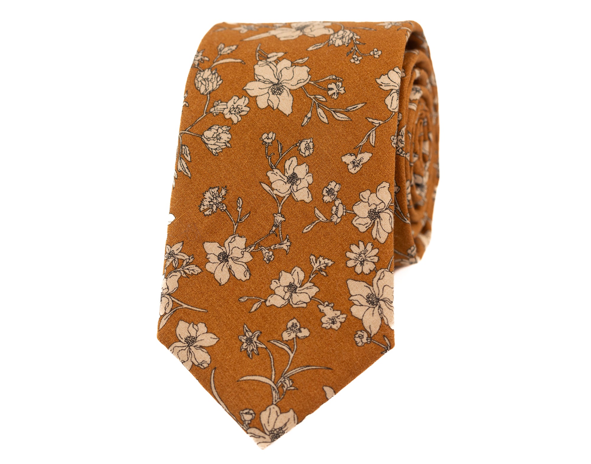 Brown rustic floral tie