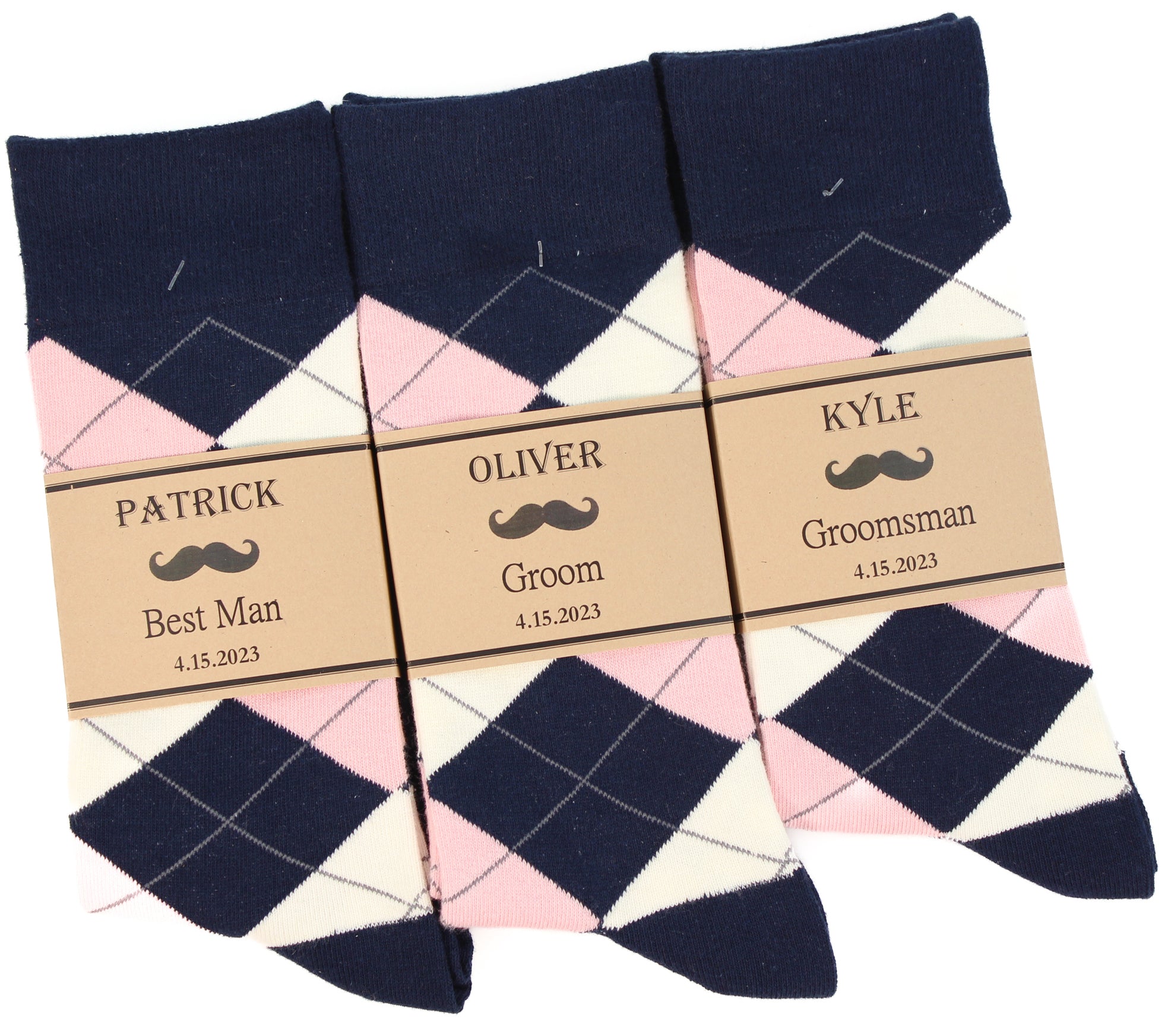 Navy, Blush & Ivory Argyle Socks