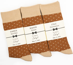 Light Brown/ Rust Brown & Beige Polka Dot Socks