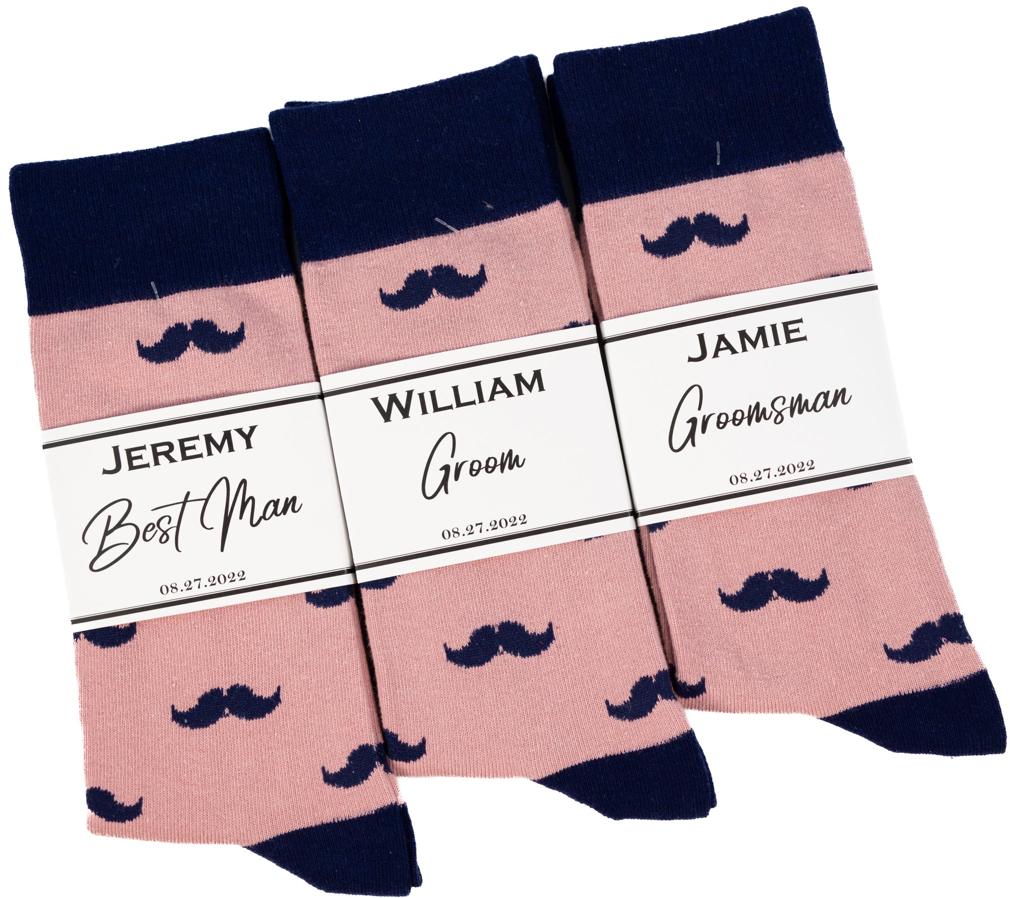 Dusty Rose & Navy Mustache Socks