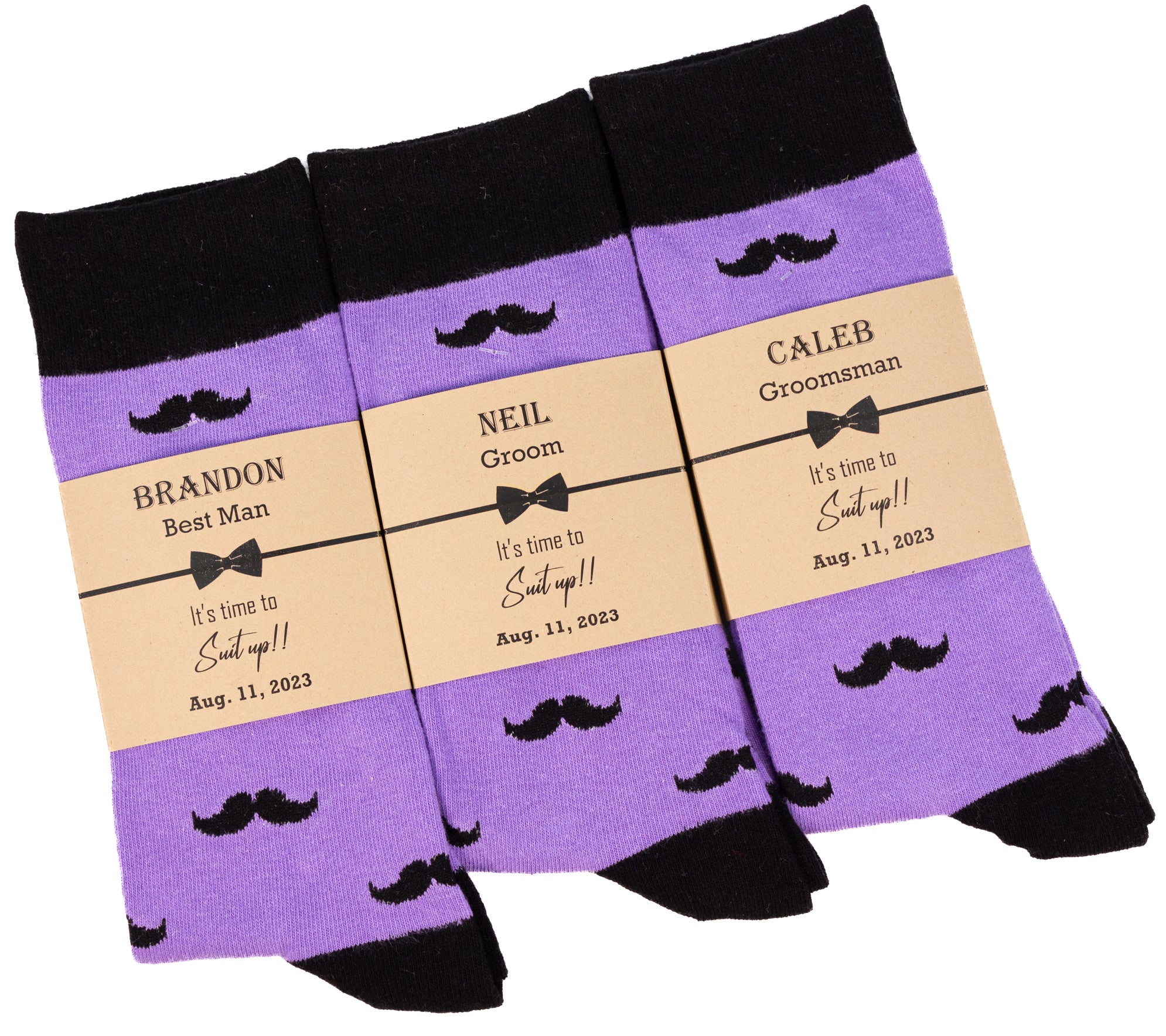 Purple & Black Mustache Socks