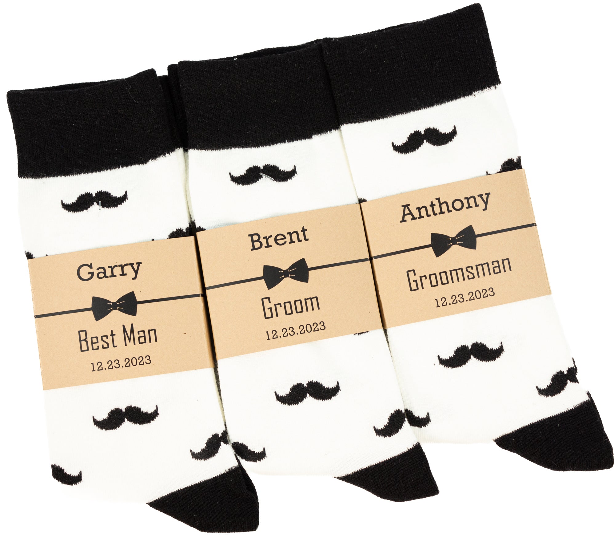 White & Black Mustache Socks