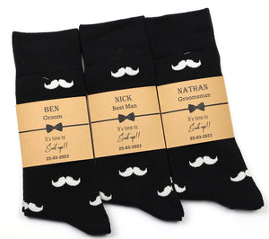 Black & White Mustache Socks