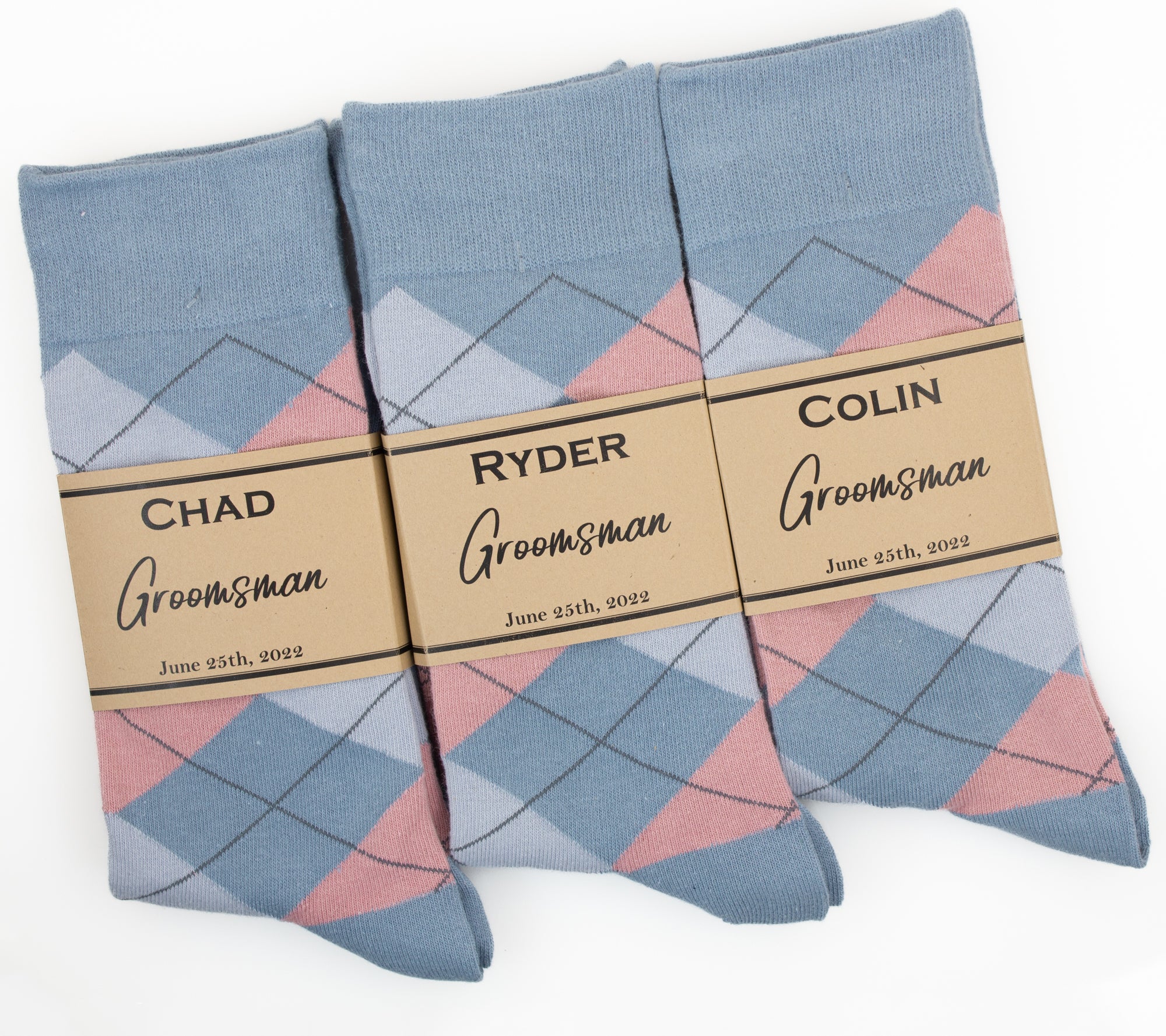 Dusty Blue, Dusty Rose & Grey Argyle Socks