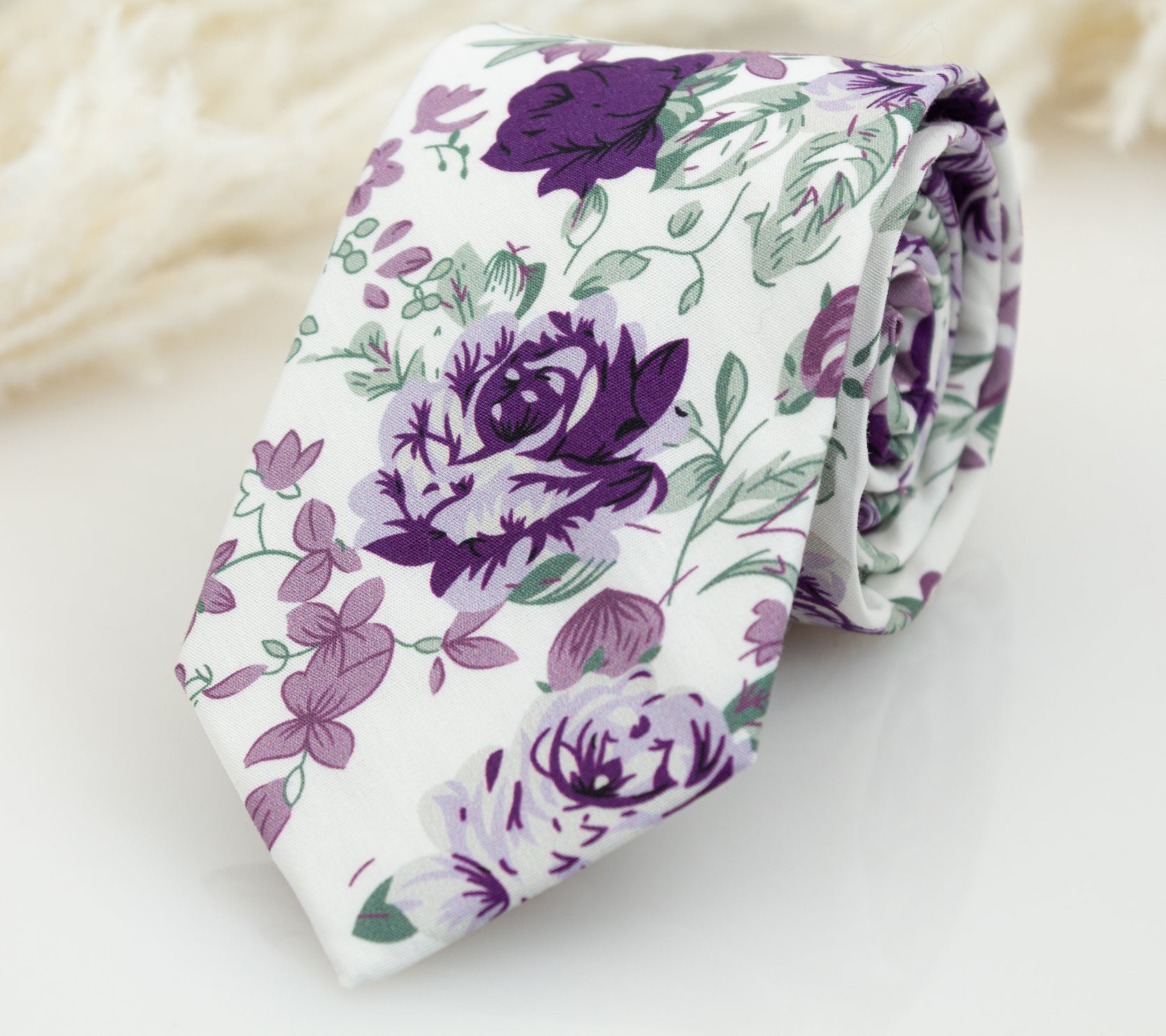 Plum, Lavender, Mauve and Sage Floral Tie