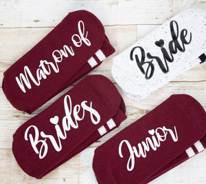 Burgundy Bridesmaids Grip Socks