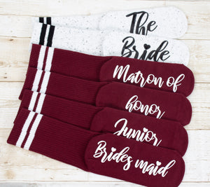 Burgundy Bridesmaids Grip Socks