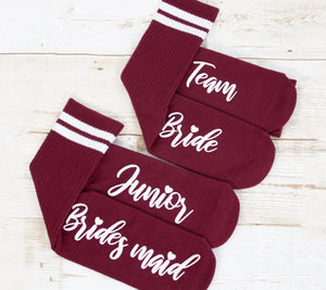 Burgundy Bridesmaids Grip Socks