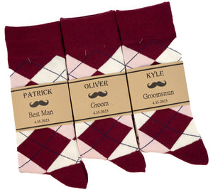 Burgundy, Blush & Ivory Argyle Socks