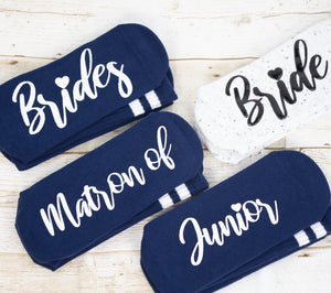 Navy Bridesmaids Grip Socks: