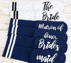 Navy Bridesmaids Grip Socks: