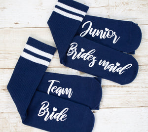 Navy Bridesmaids Grip Socks: