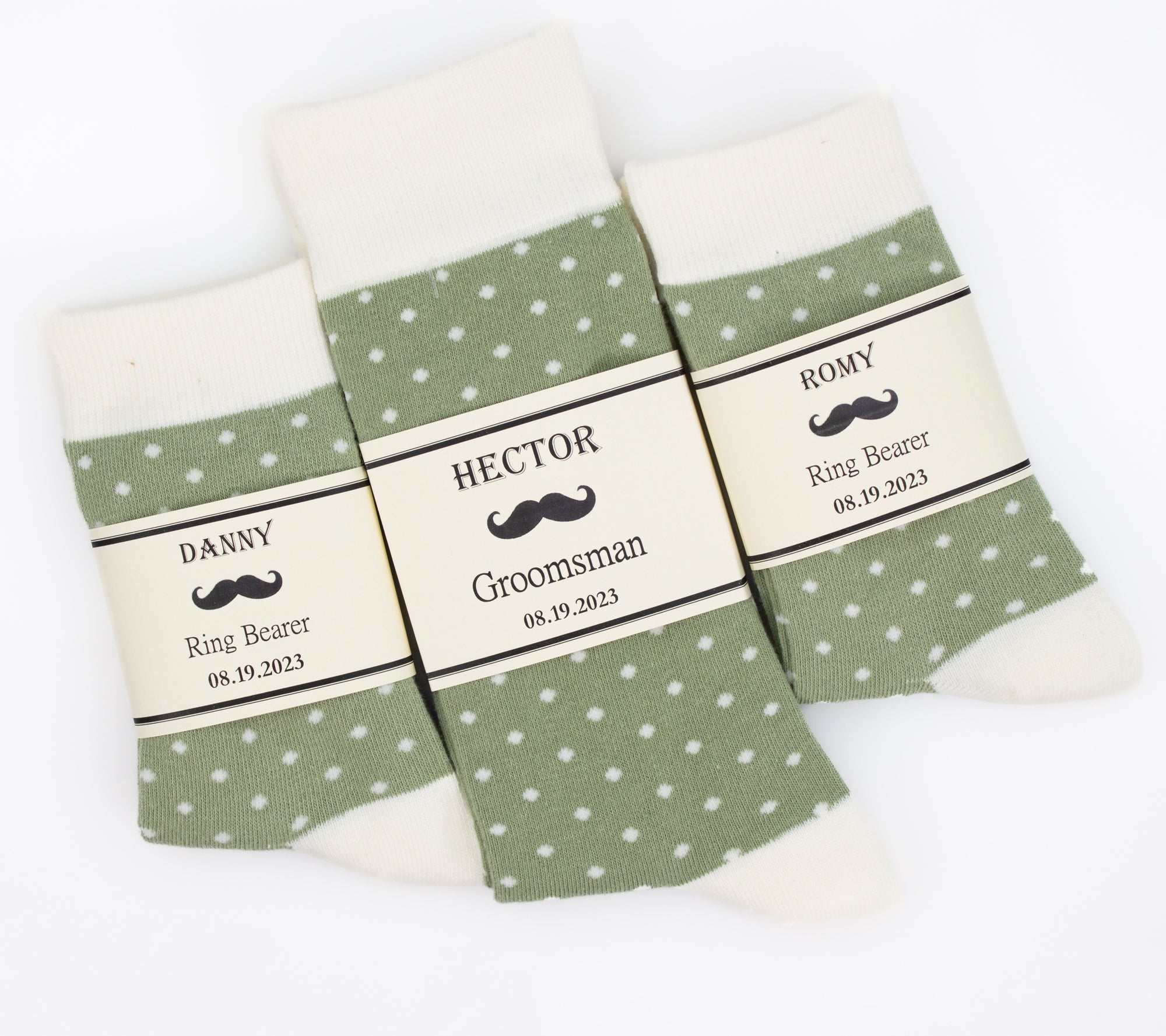 Sage Green & Ivory Polka Dot Socks