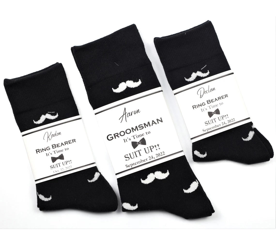 Black & White Mustache Socks